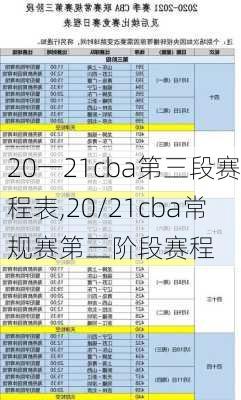 20一21cba第三段赛程表,20/21cba常规赛第三阶段赛程