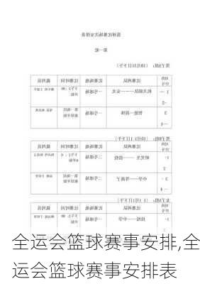 全运会篮球赛事安排,全运会篮球赛事安排表