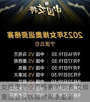 女排奥运会资格赛时间表,女排奥运会资格赛时间表最新
