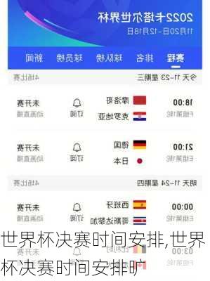 世界杯决赛时间安排,世界杯决赛时间安排旷