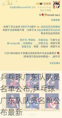 乒乓球广东队队员名单公布,乒乓球广东队队员名单公布最新