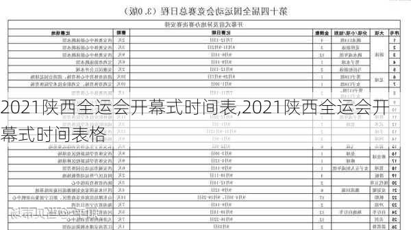 2021陕西全运会开幕式时间表,2021陕西全运会开幕式时间表格