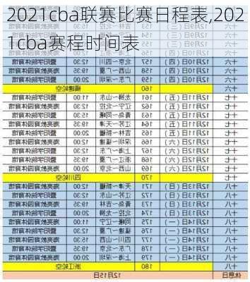 2021cba联赛比赛日程表,2021cba赛程时间表