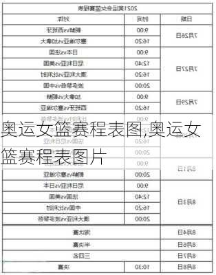 奥运女篮赛程表图,奥运女篮赛程表图片