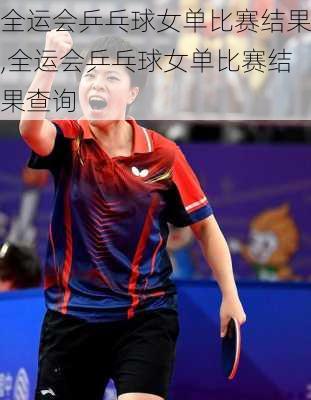 全运会乒乓球女单比赛结果,全运会乒乓球女单比赛结果查询