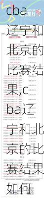 cba辽宁和北京的比赛结果,cba辽宁和北京的比赛结果如何