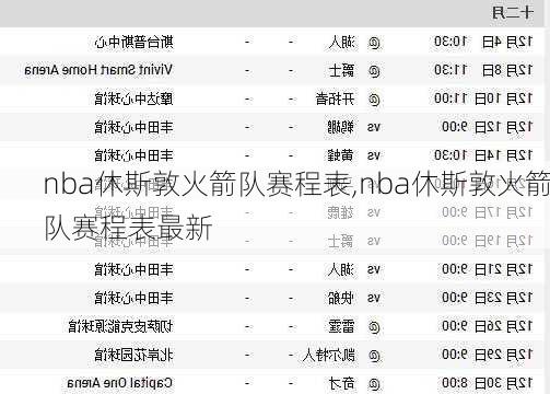 nba休斯敦火箭队赛程表,nba休斯敦火箭队赛程表最新