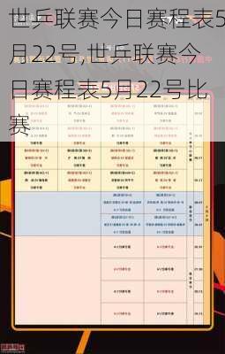 世乒联赛今日赛程表5月22号,世乒联赛今日赛程表5月22号比赛