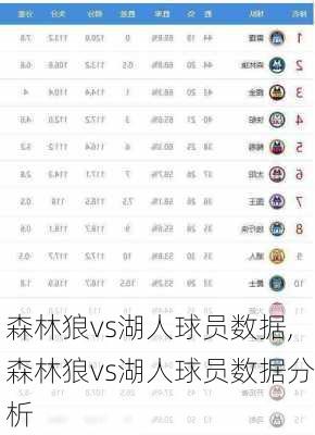 森林狼vs湖人球员数据,森林狼vs湖人球员数据分析