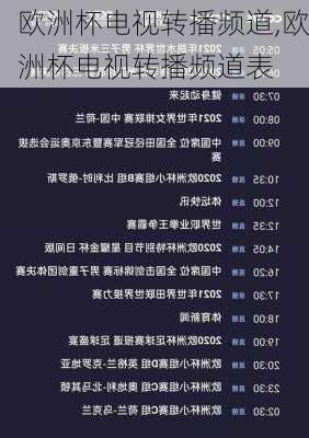 欧洲杯电视转播频道,欧洲杯电视转播频道表