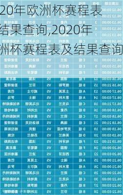 2020年欧洲杯赛程表及结果查询,2020年欧洲杯赛程表及结果查询表