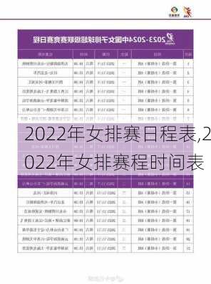 2022年女排赛日程表,2022年女排赛程时间表