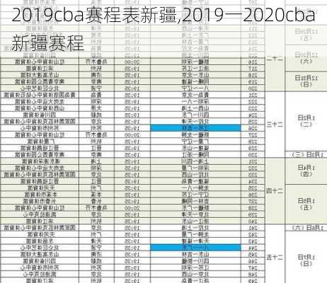 2019cba赛程表新疆,2019一2020cba新疆赛程