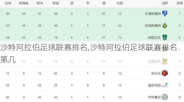 沙特阿拉伯足球联赛排名,沙特阿拉伯足球联赛排名第几