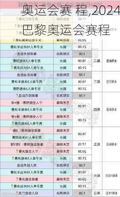 奥运会赛 程,2024巴黎奥运会赛程