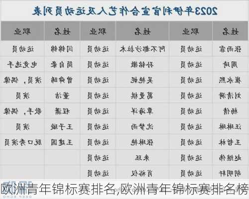 欧洲青年锦标赛排名,欧洲青年锦标赛排名榜