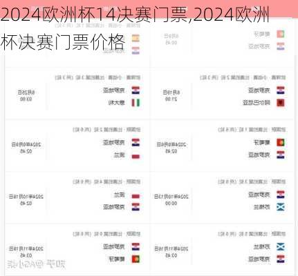 2024欧洲杯14决赛门票,2024欧洲杯决赛门票价格