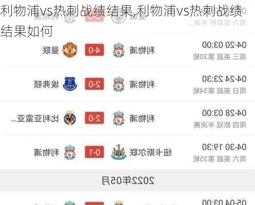利物浦vs热刺战绩结果,利物浦vs热刺战绩结果如何