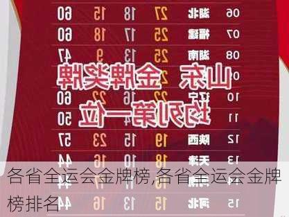 各省全运会金牌榜,各省全运会金牌榜排名