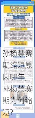 孙杨禁赛期缩短原因哪年,孙杨禁赛期为何缩短?