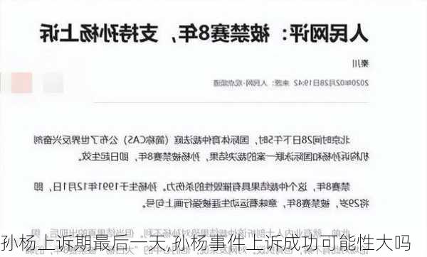 孙杨上诉期最后一天,孙杨事件上诉成功可能性大吗
