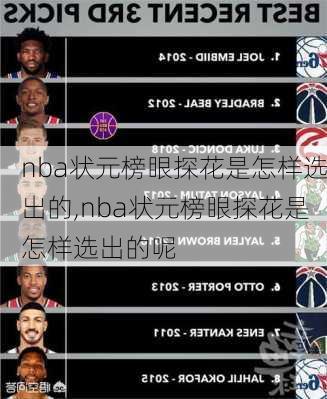 nba状元榜眼探花是怎样选出的,nba状元榜眼探花是怎样选出的呢