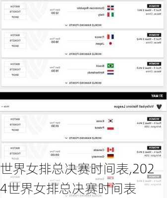 世界女排总决赛时间表,2024世界女排总决赛时间表