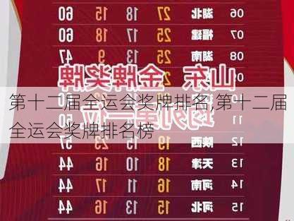 第十二届全运会奖牌排名,第十二届全运会奖牌排名榜