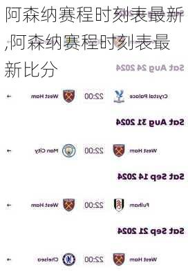 阿森纳赛程时刻表最新,阿森纳赛程时刻表最新比分
