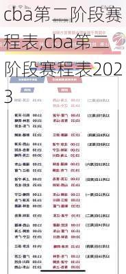cba第二阶段赛程表,cba第二阶段赛程表2023