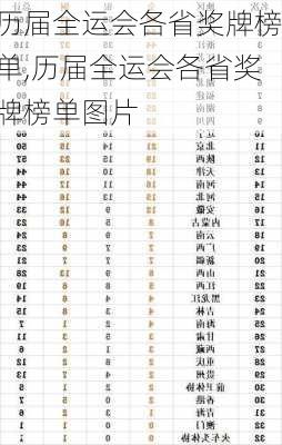 历届全运会各省奖牌榜单,历届全运会各省奖牌榜单图片