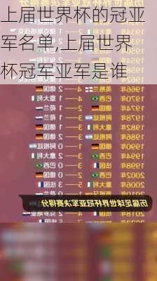 上届世界杯的冠亚军名单,上届世界杯冠军亚军是谁