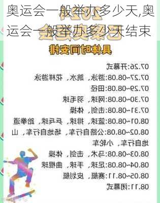 奥运会一般举办多少天,奥运会一般举办多少天结束