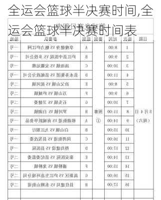 全运会篮球半决赛时间,全运会篮球半决赛时间表