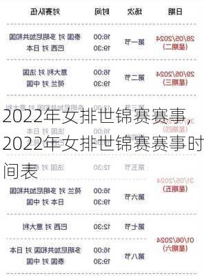 2022年女排世锦赛赛事,2022年女排世锦赛赛事时间表