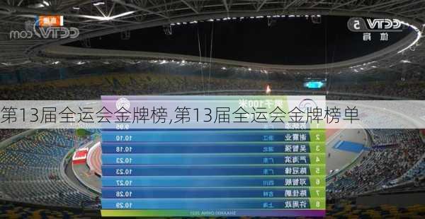 第13届全运会金牌榜,第13届全运会金牌榜单