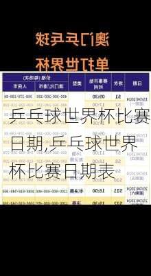 乒乓球世界杯比赛日期,乒乓球世界杯比赛日期表