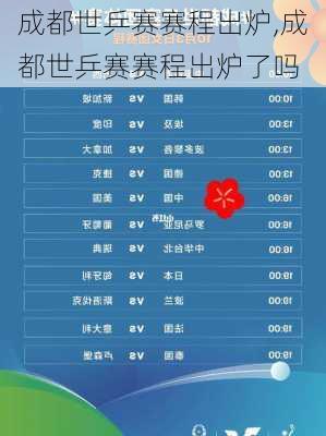 成都世乒赛赛程出炉,成都世乒赛赛程出炉了吗