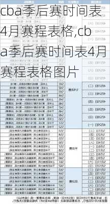 cba季后赛时间表4月赛程表格,cba季后赛时间表4月赛程表格图片