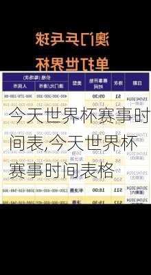 今天世界杯赛事时间表,今天世界杯赛事时间表格