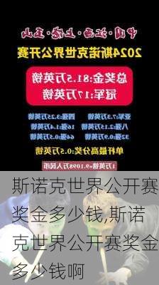 斯诺克世界公开赛奖金多少钱,斯诺克世界公开赛奖金多少钱啊
