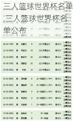 三人篮球世界杯名单,三人篮球世界杯名单公布