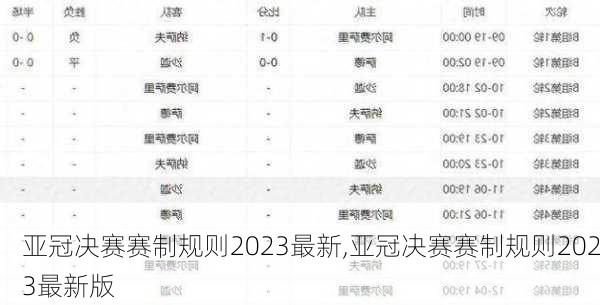 亚冠决赛赛制规则2023最新,亚冠决赛赛制规则2023最新版