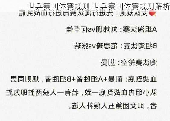 世乒赛团体赛规则,世乒赛团体赛规则解析