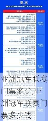 亚洲冠军联赛门票多少,亚洲冠军联赛门票多少钱