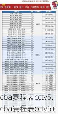 cba赛程表cctv5,cba赛程表cctv5+
