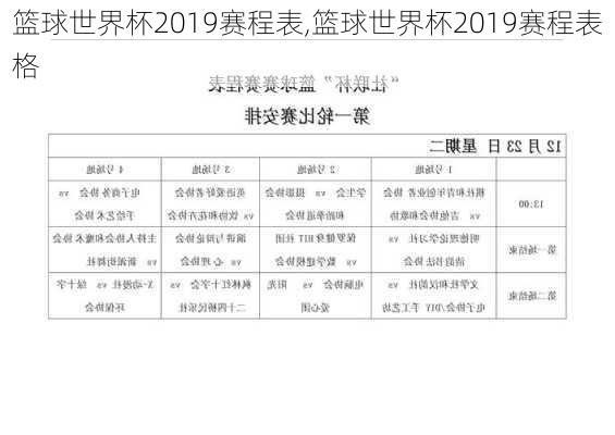 篮球世界杯2019赛程表,篮球世界杯2019赛程表格