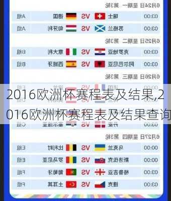 2016欧洲杯赛程表及结果,2016欧洲杯赛程表及结果查询
