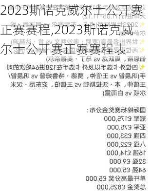 2023斯诺克威尔士公开赛正赛赛程,2023斯诺克威尔士公开赛正赛赛程表