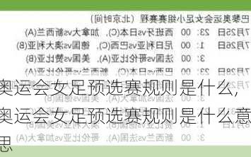 奥运会女足预选赛规则是什么,奥运会女足预选赛规则是什么意思